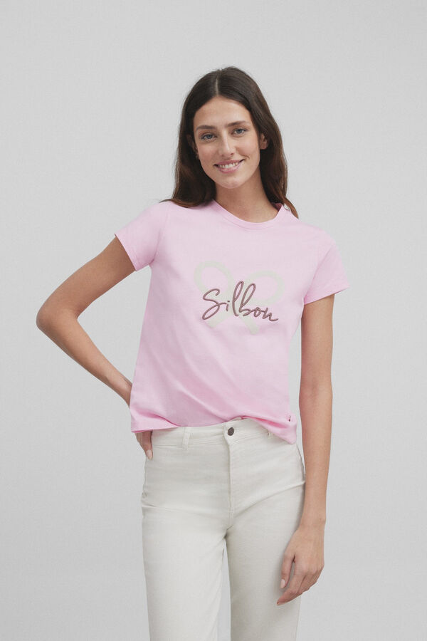 Cortefiel Classic women's T-shirt Pink