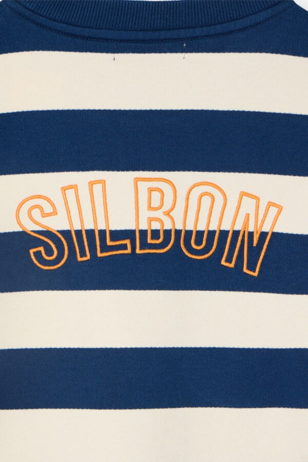Silbon Sweatshirt com ombreiras &agrave;s riscas Azul