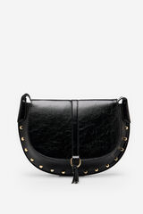 Cortefiel Crossbody bag with flap and tachahs Black