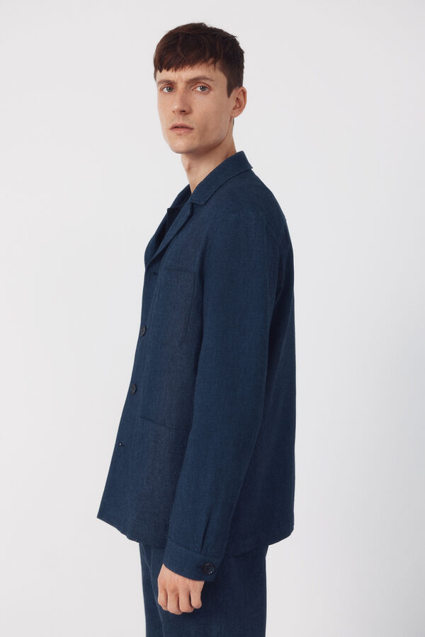 Cortefiel Americana mistura linho coordenada Azul