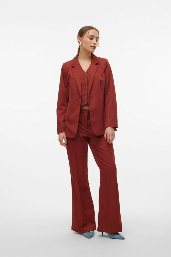 Vero Moda Blazer larga con hombreras Marrón oscuro