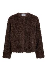 Vila Short faux fur jacket Dark brown