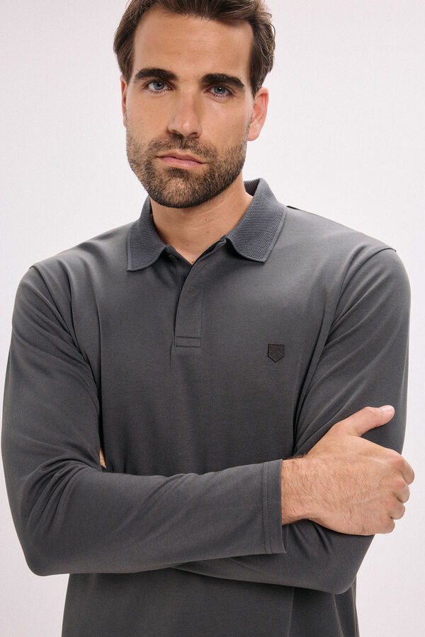 Jack & Jones Camisa polo clássica de manga comprida Cinzento