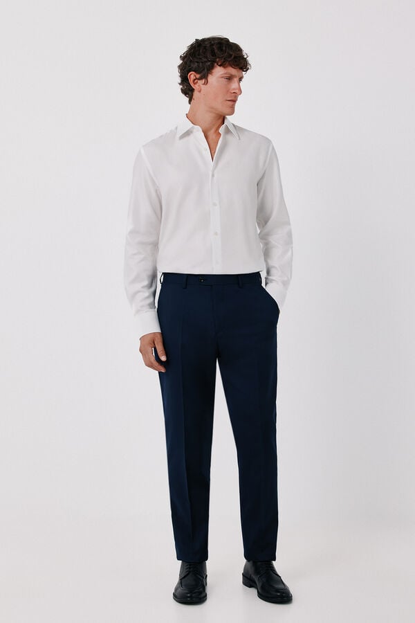 Cortefiel Striped cotton Tencel dress shirt White