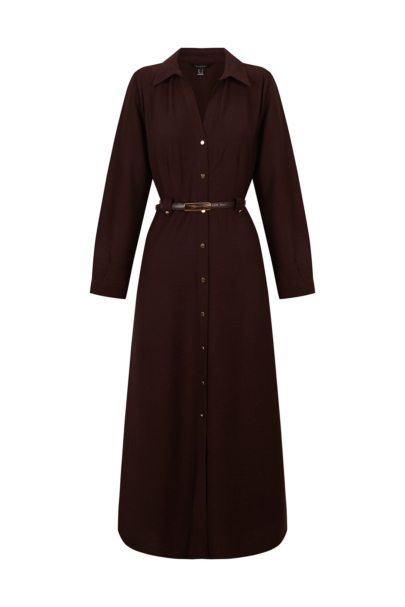 Cortefiel Vestido camiseiro midi com cinto