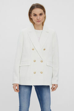 Cortefiel Long-sleeved blazer with lapel collar  White