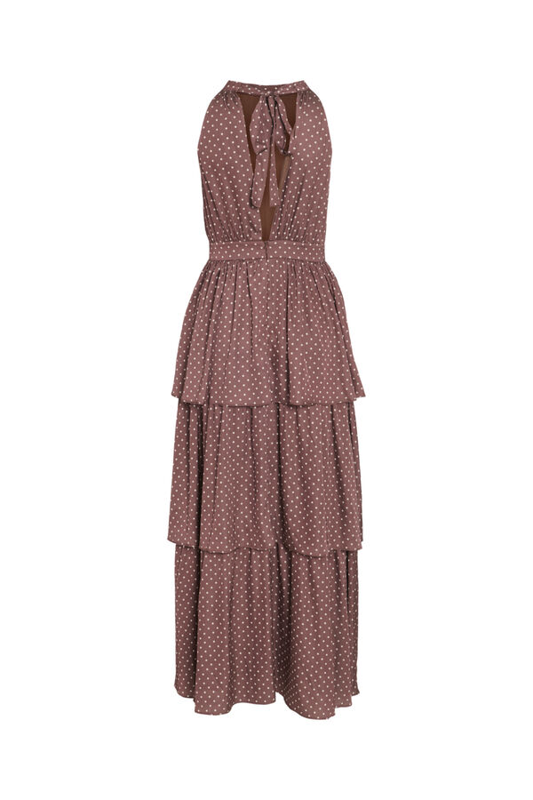 Vila Vestido de festa comprido de bolinhas Castanho