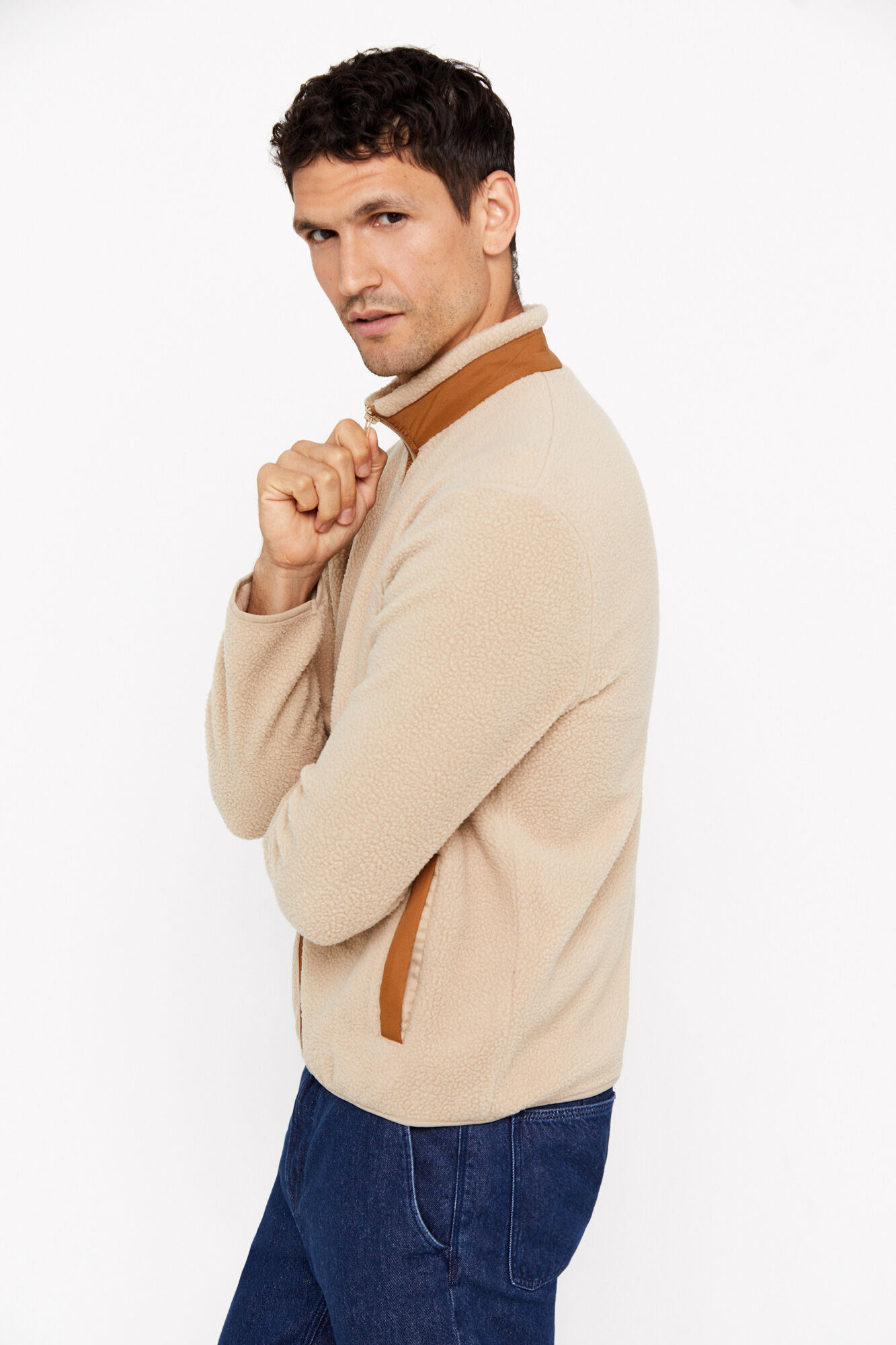 Men's sherpa cardigan best sale