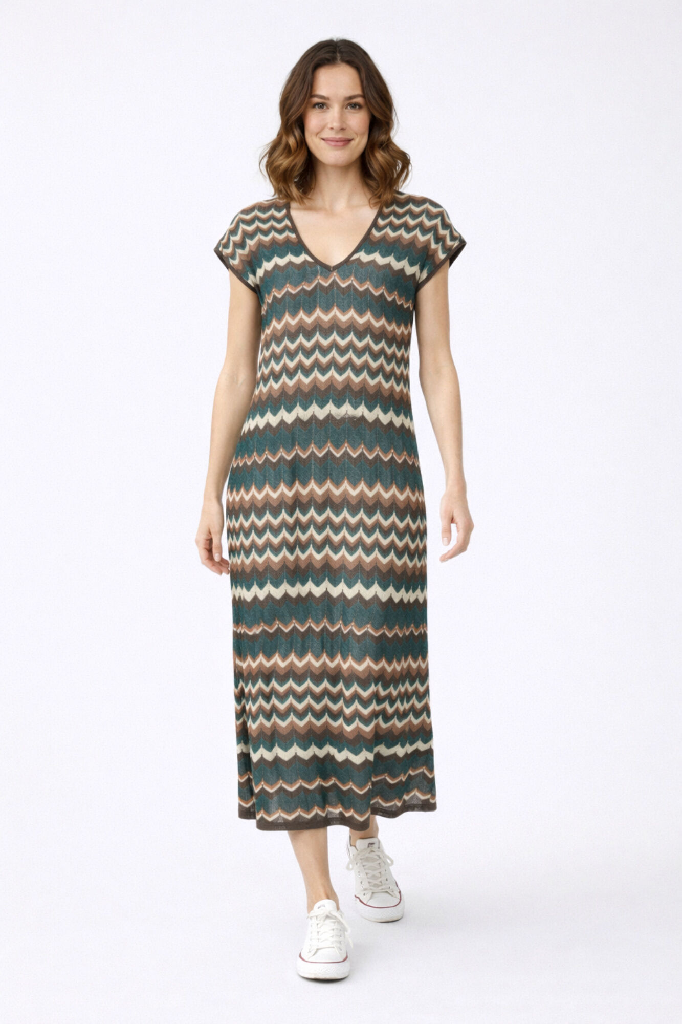 Vila Vestido midi de punto pointelle con viscosa