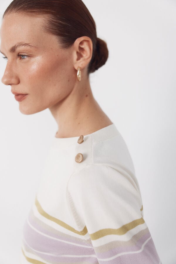 Cortefiel Striped button jumper Lilac