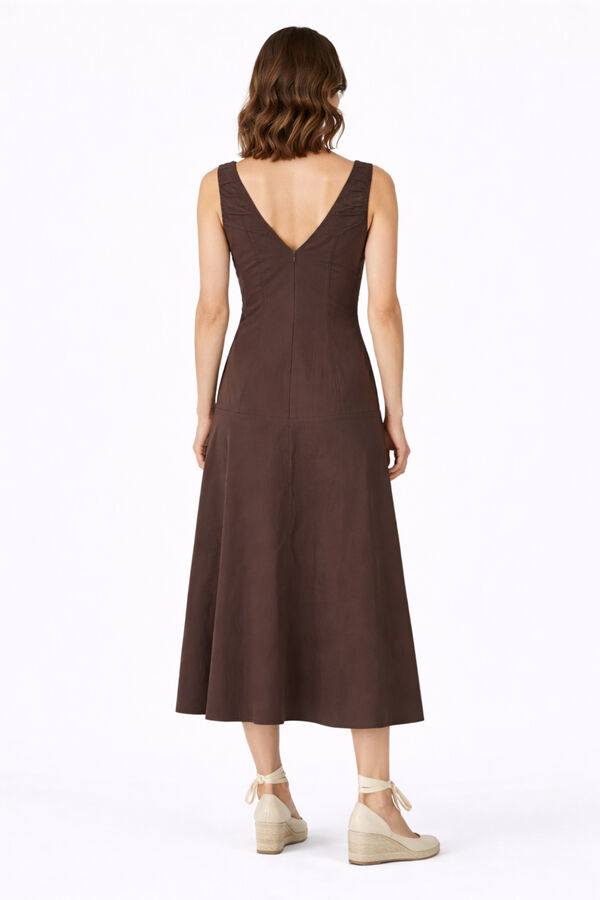 Vila Cotton long dress with straps Brown