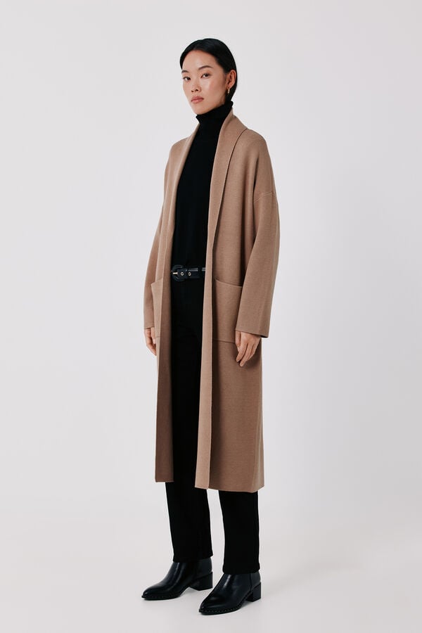Cortefiel Coat cardigan Nude