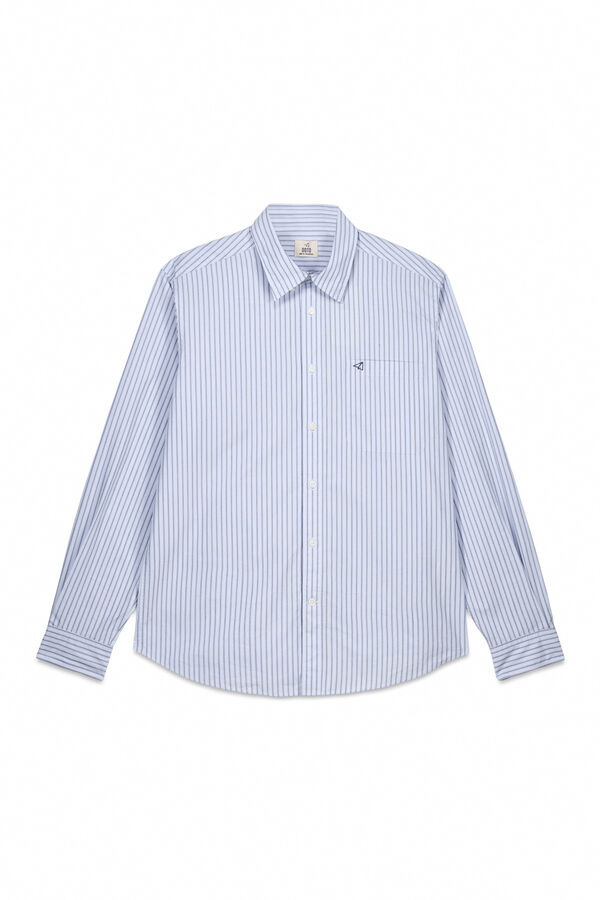 OOTO Poplin striped long sleeve shirt Blue