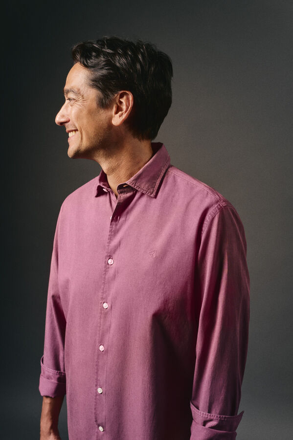 OOTO Plain twill tencel cotton shirt Maroon