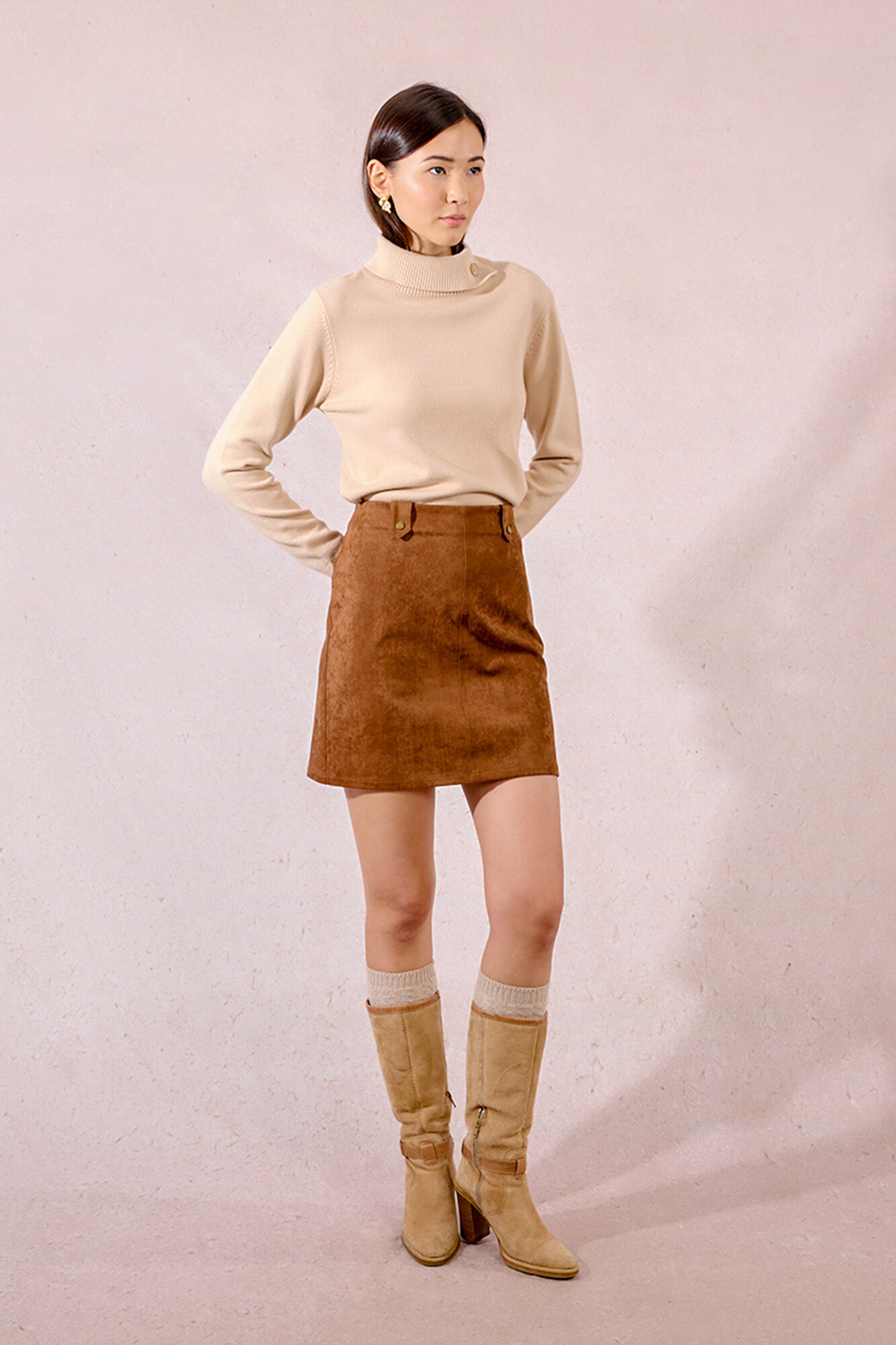 Molly Bracken Saia curta com efeito camur&ccedil;a