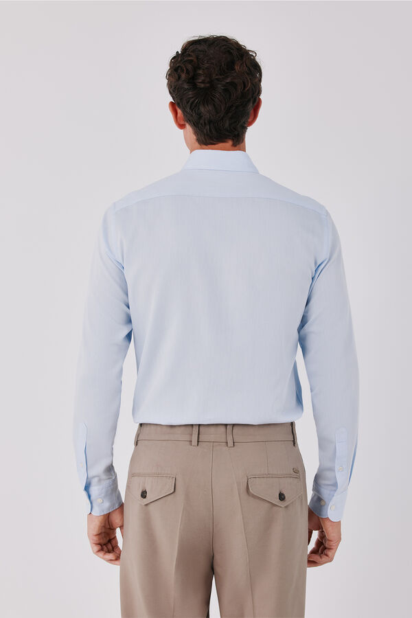 Cortefiel Cotton tencel shirt Blue