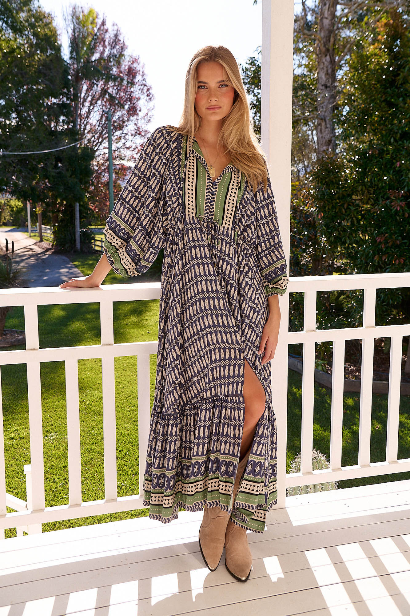 Catalonia print maxi dress Women s dresses and jumpsuits Cortefiel
