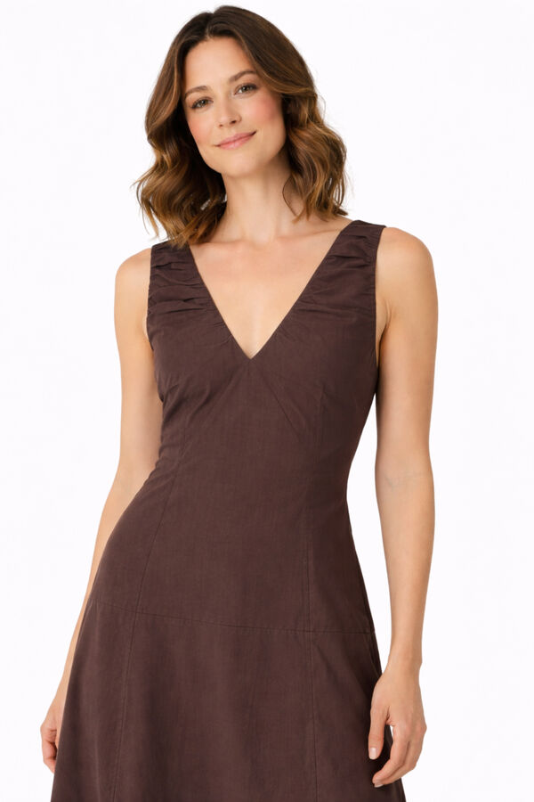 Vila Cotton long dress with straps Brown