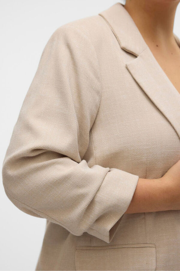Vero Moda Curve Blazer com manga franzida para tamanhos grandes Tostado