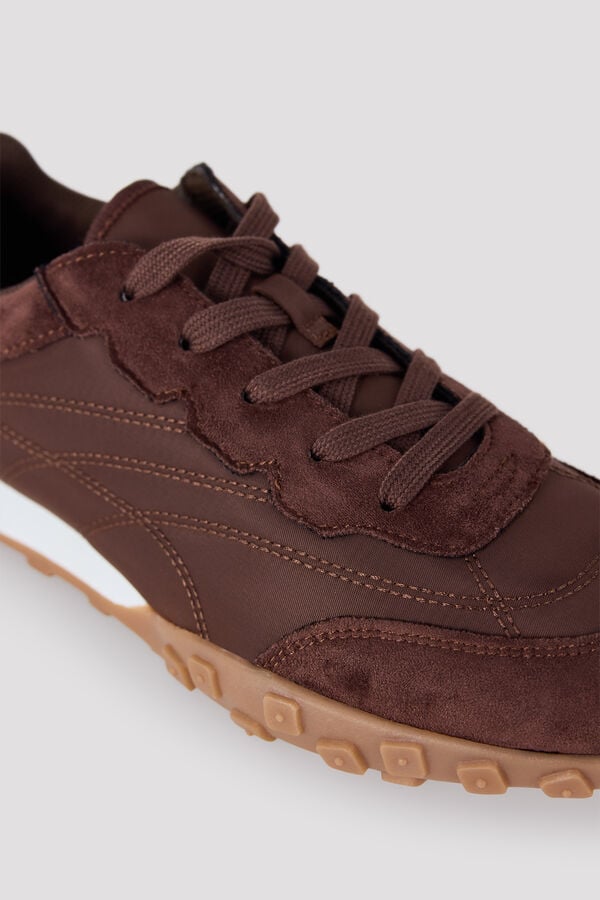 Cortefiel Stitched trainers Dark brown
