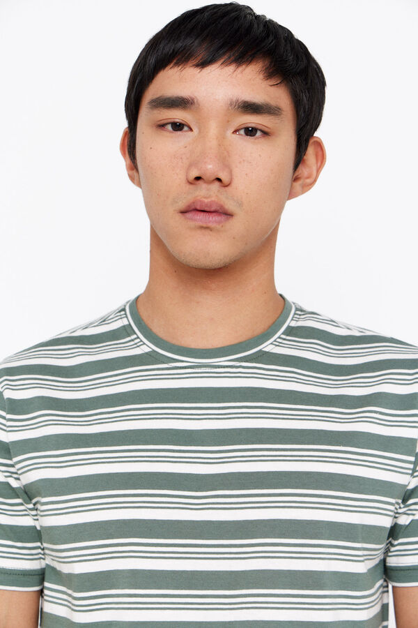Cortefiel Striped T-shirt Kaki