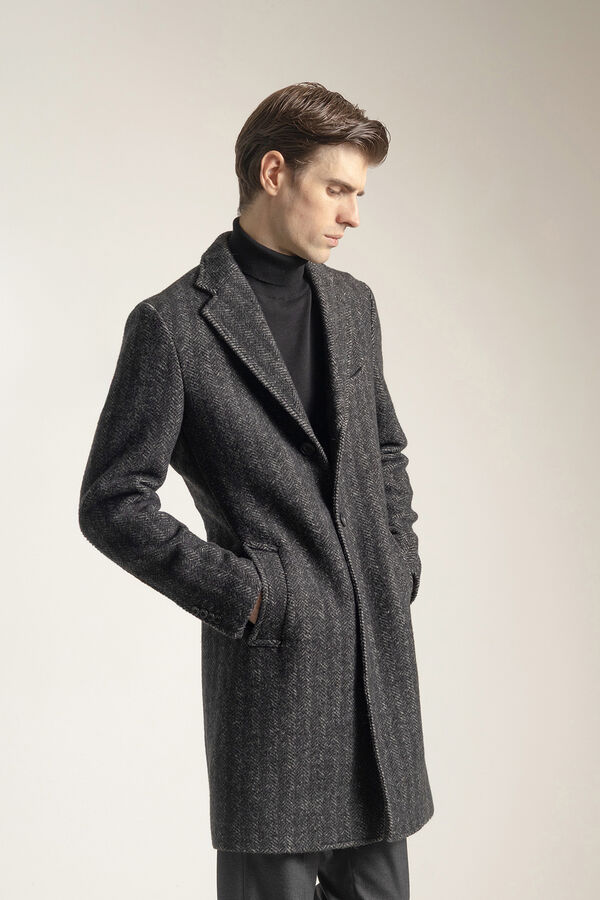 PuroEGO Sobretudo cinza espiga Cinzento