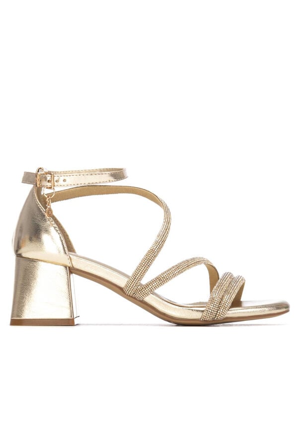 XTI Sandália metalizada com tacão Dourado