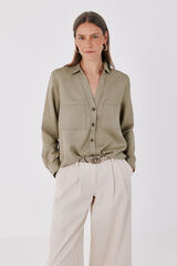 Cortefiel Tencel denim shirt Green
