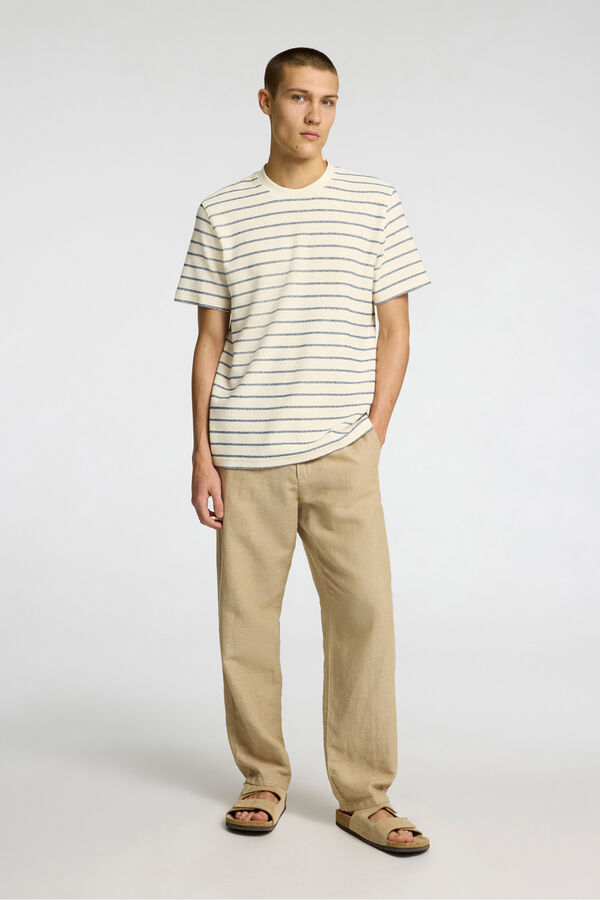 Selected Short sleeve striped jersey-style t-shirt Navy