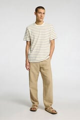Selected Short sleeve striped jersey-style t-shirt Navy