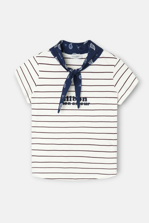 Silbon T-shirt mulher com aplica&ccedil;&atilde;o silbon bandana Impress&atilde;o