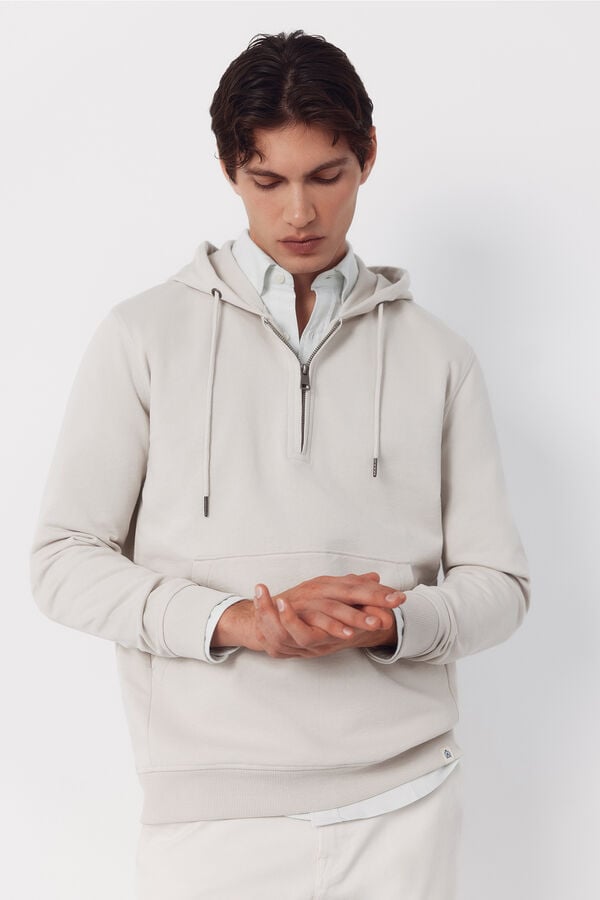 Cortefiel Sweatshirt with hood Beige