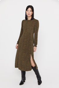 Cortefiel Jersey-knit dress with slit Kaki