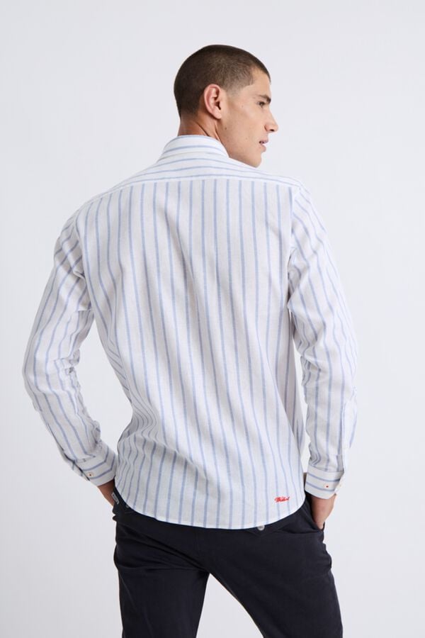Williot Camisa de linho com riscas n&aacute;uticas Azul