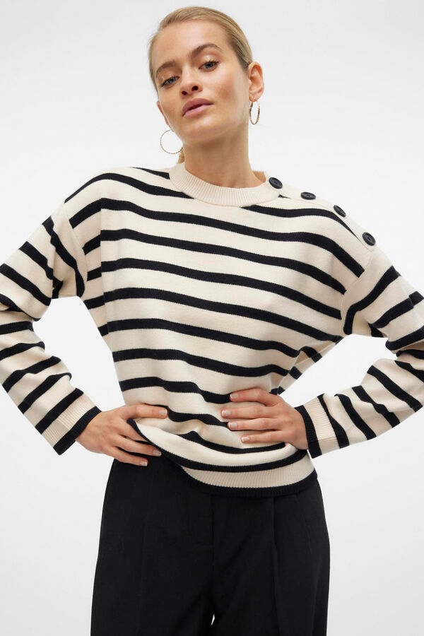 Vero Moda Jersey manga larga de mujer con botones en hombro Gris