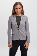 Vero Moda Blazer feminino de manga comprida com bolsos Cinzento