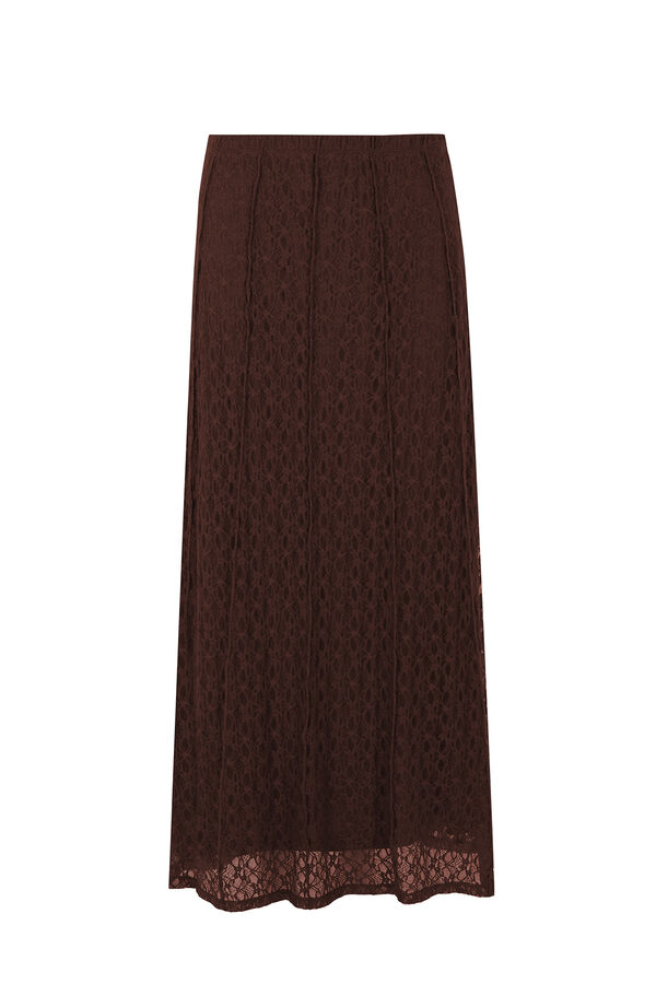 Slowlove Falda de encaje de tul Marr&oacute;n oscuro