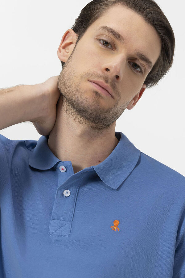 elPulpo Polo lavado bordados a contraste Azul
