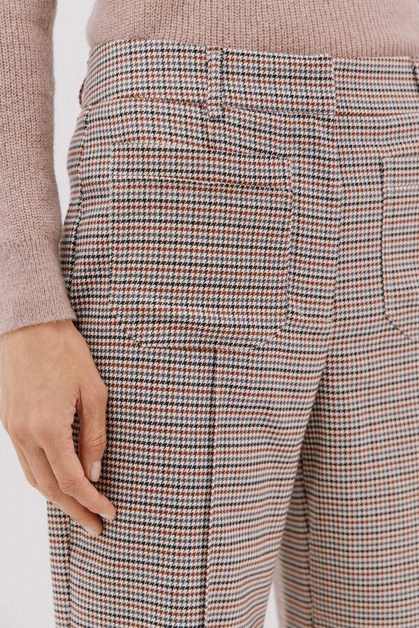 Cortefiel Harris plaid pants Printed red
