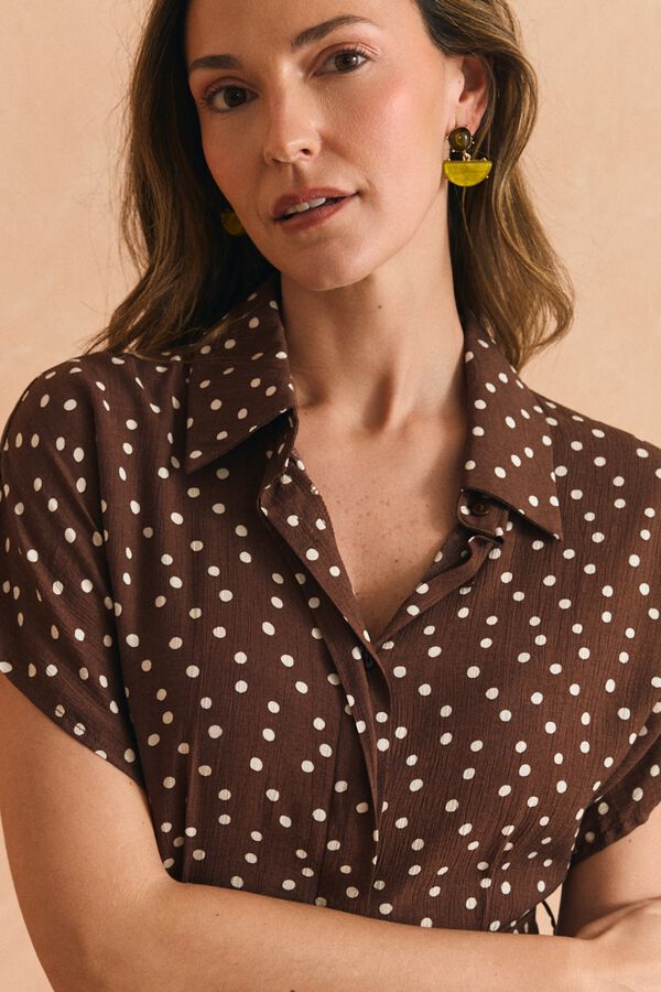 Pol&iacute;n Et Moi Vestido midi Vela Castanho