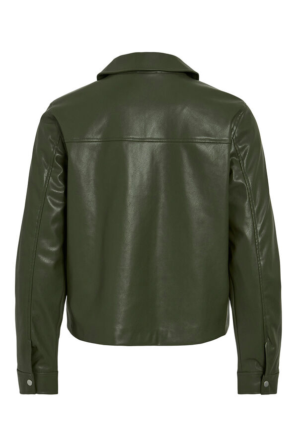 Vila Casaco de couro sint&eacute;tico com bot&otilde;es Verde