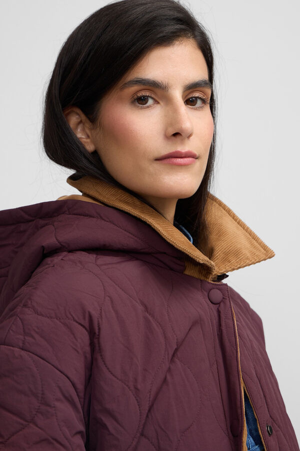 Silbon Parka longa acolchoada com detalhes de veludo cotelê Granada