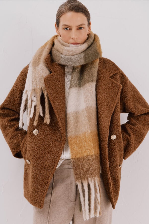 Cortefiel Short soft fabric coat Beige