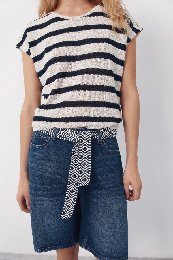 Cortefiel T-shirt textura riscas Azul