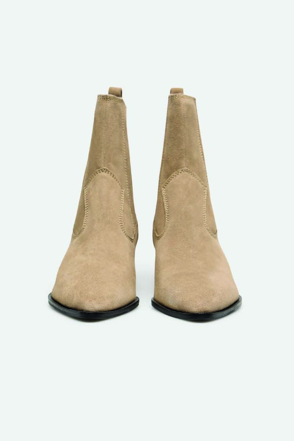 Cortefiel split leather elastic boot Nude