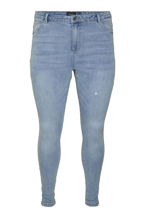 Cortefiel Slim fit high-rise curve jeans Blue