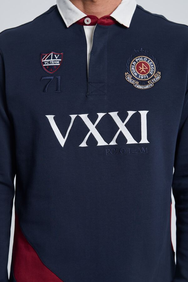 Valecuatro Polo de rugby com escudo Azul