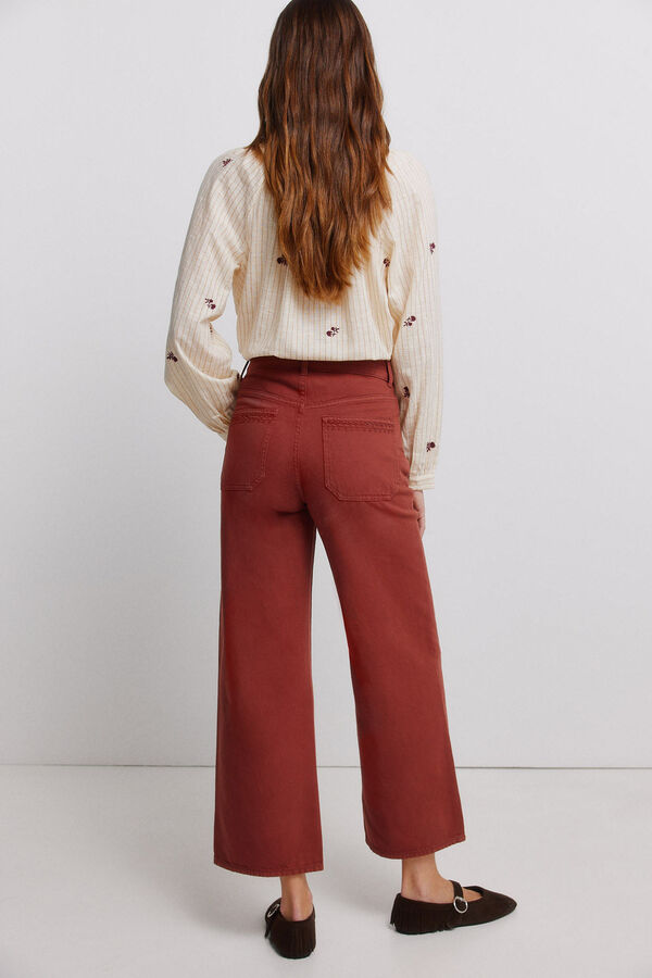 Vila Cal&ccedil;as jeans wide leg Castanho