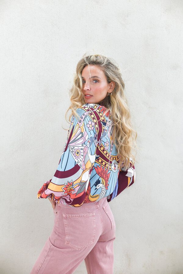 Jaase Blusa com la&ccedil;ada Multicolorido
