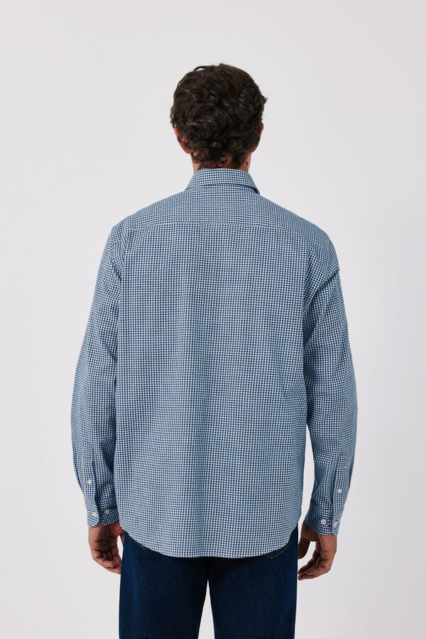 Cortefiel Cotton plaid shirt Blue